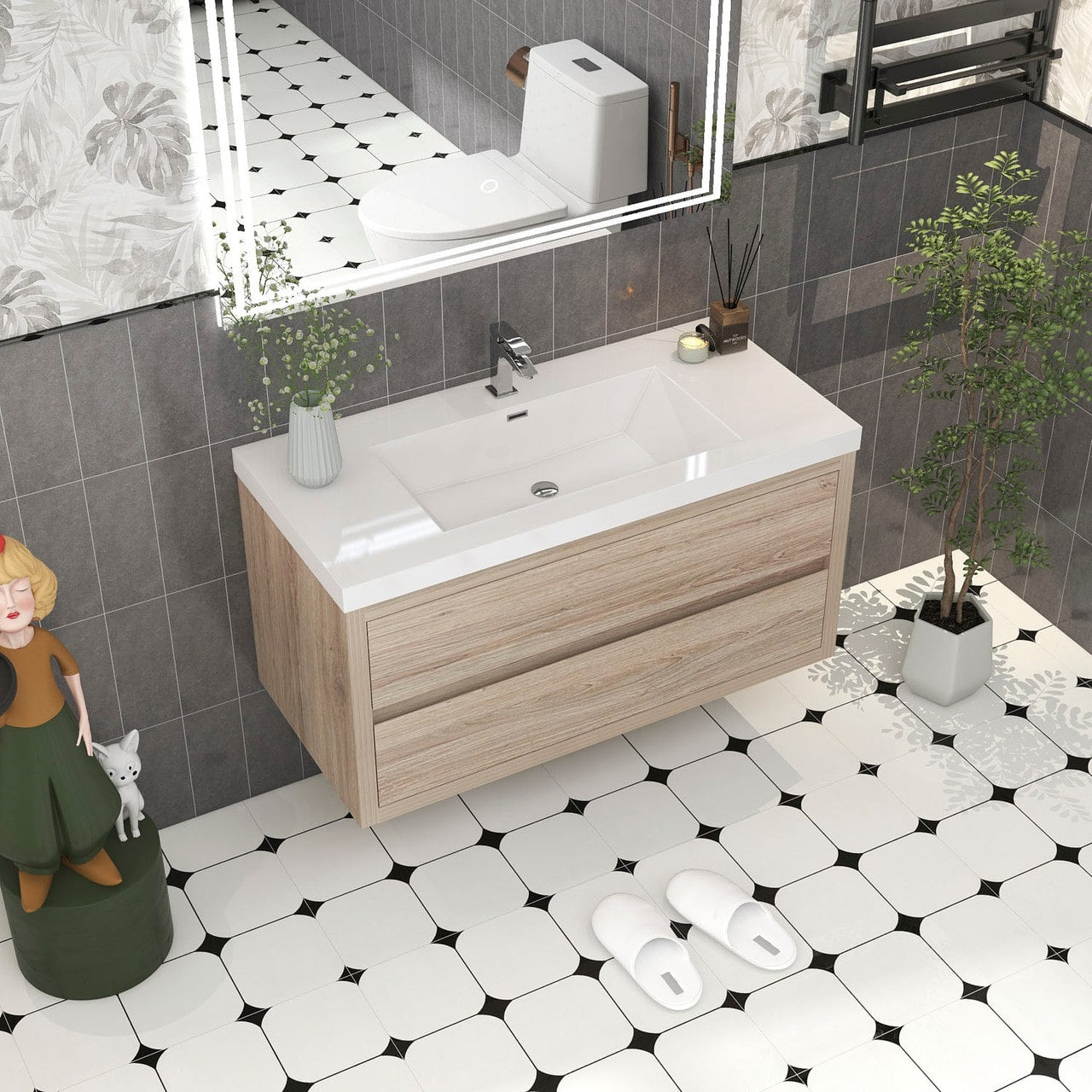 Louis 42" Modern Wall-Mounted Vanity