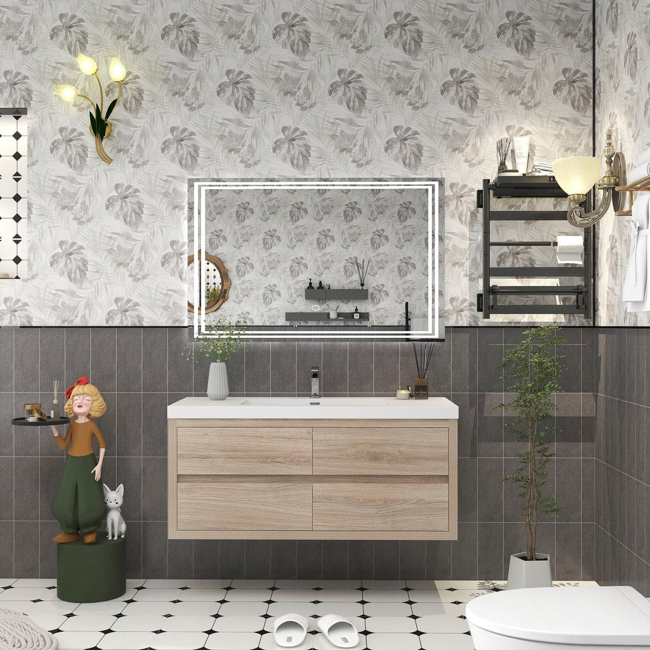 Louis 48" Modern Wall-Mounted Vanity