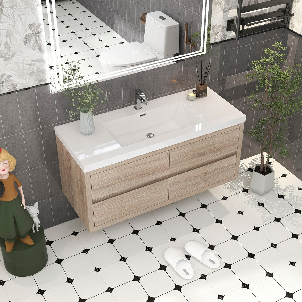 Louis 48" Modern Wall-Mounted Vanity