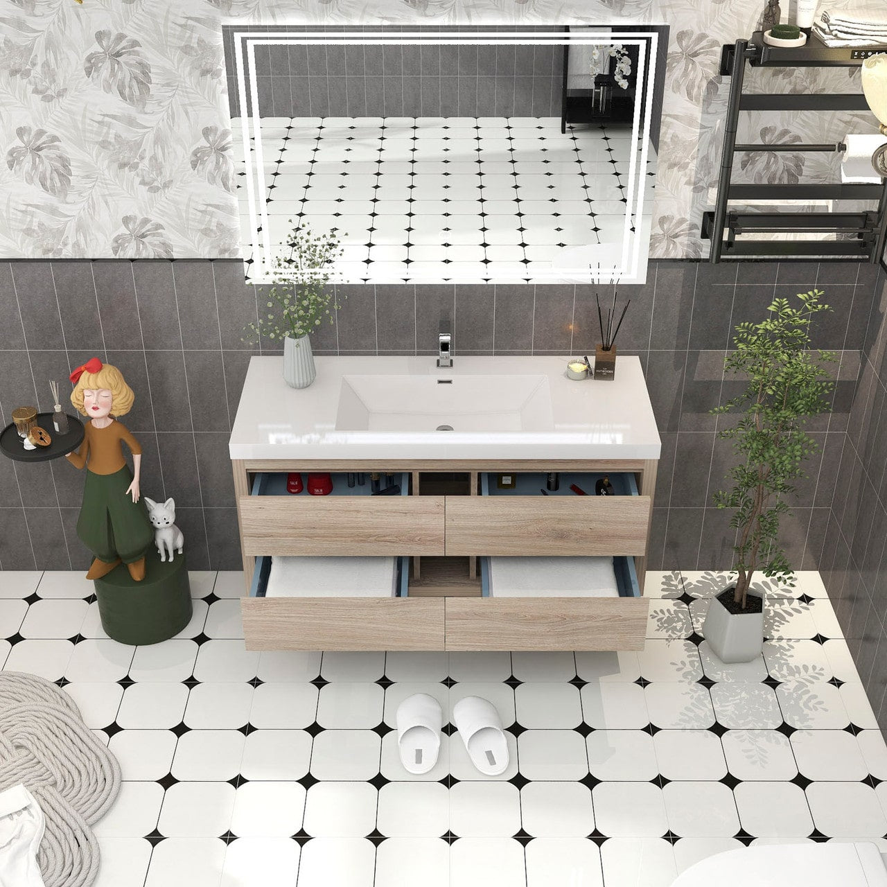 Louis 48" Modern Wall-Mounted Vanity