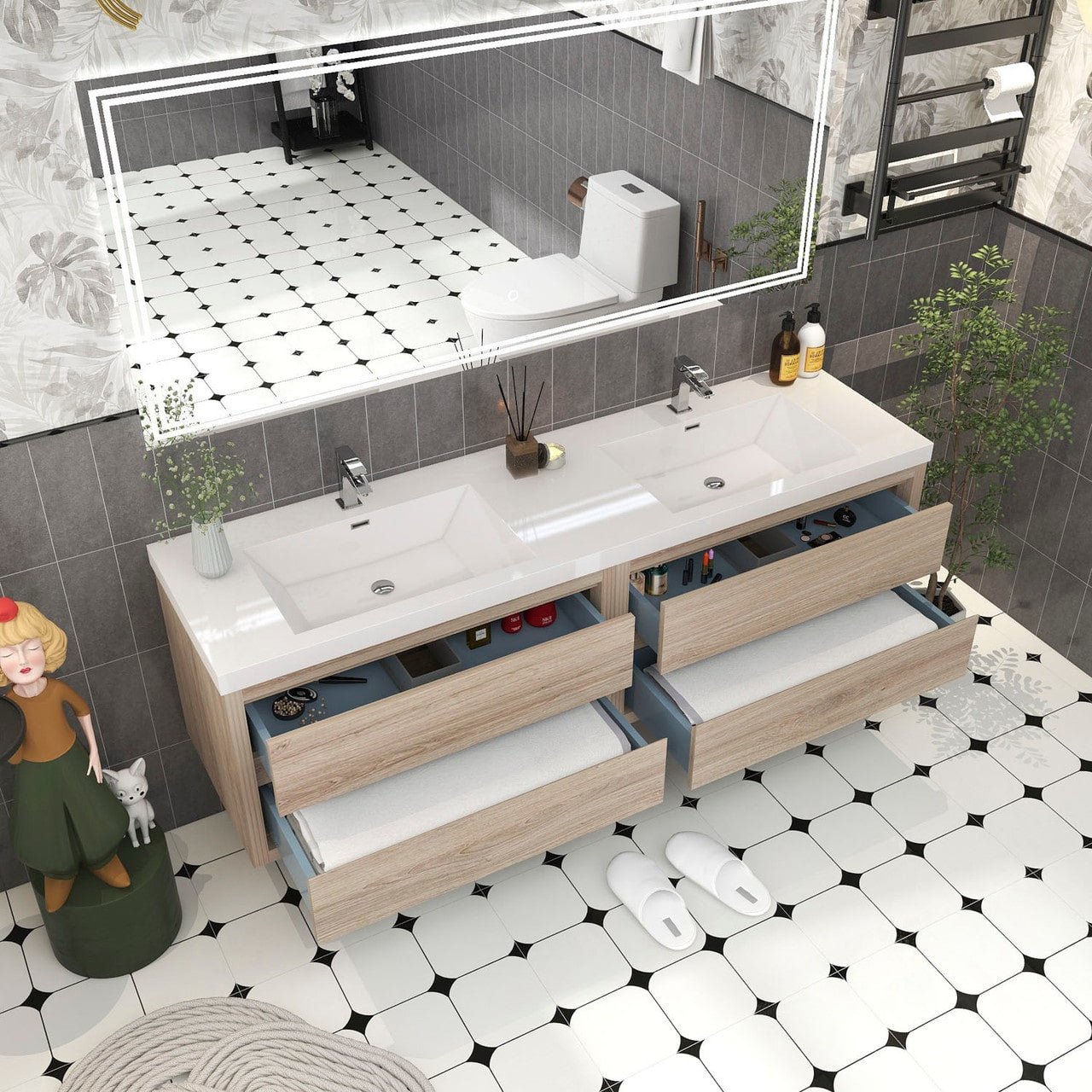 Louis 72" Modern Wall-Mounted with Double Sink