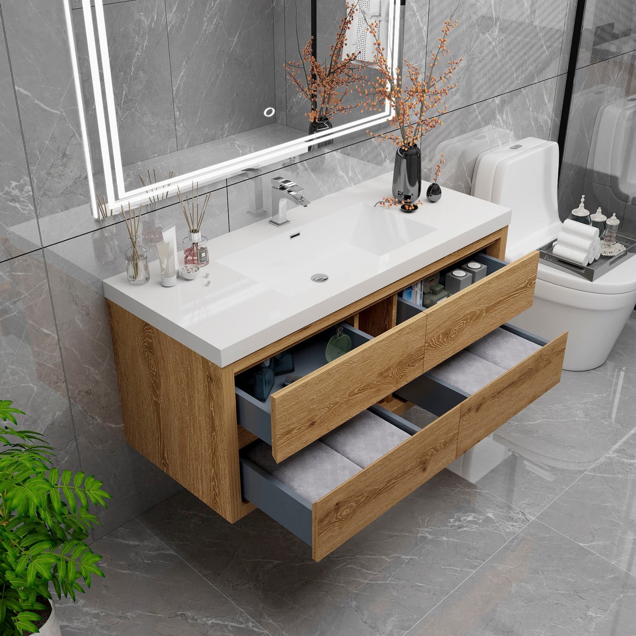 Louis 48" Modern Wall-Mounted Vanity