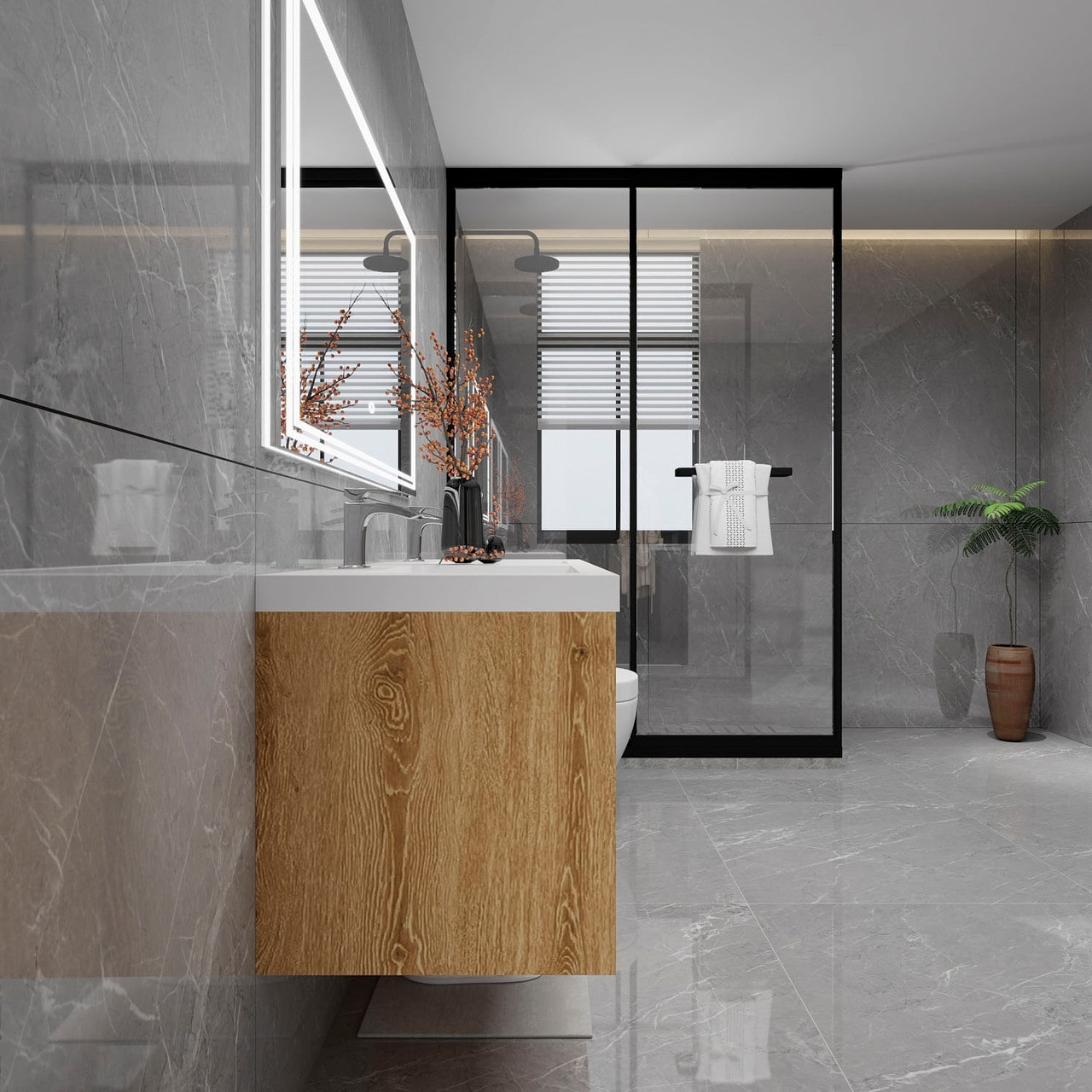 Louis 60" Modern Wall-Mounted with Double Sink