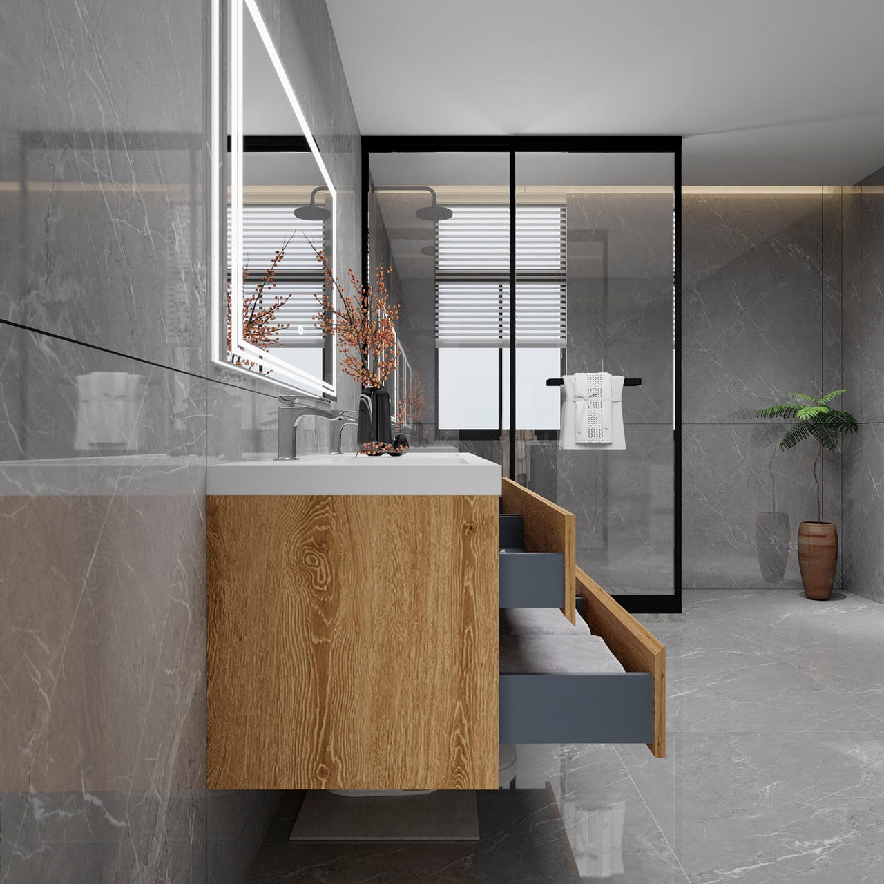 Louis 60" Modern Wall-Mounted with Double Sink