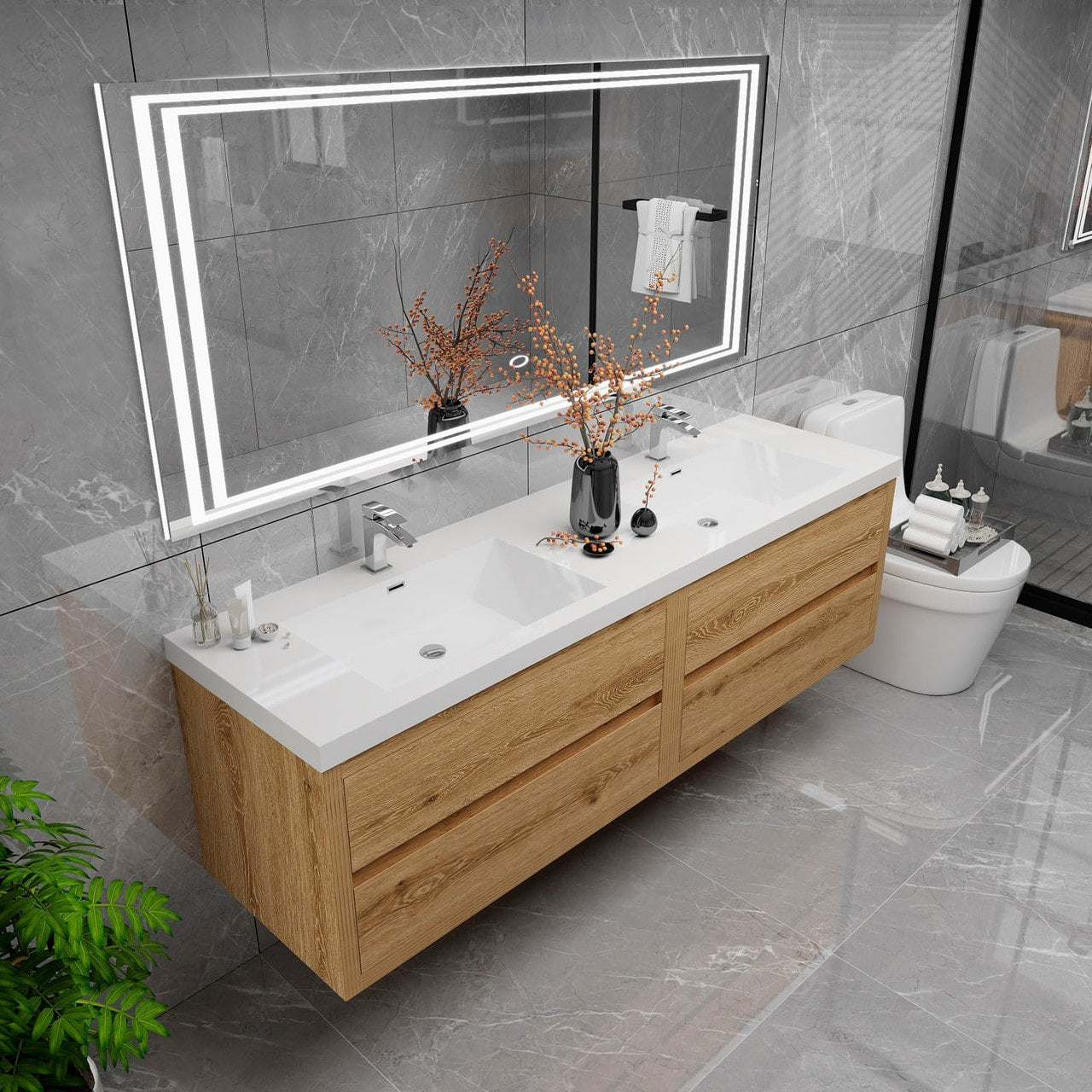 Louis 72" Modern Wall-Mounted with Double Sink