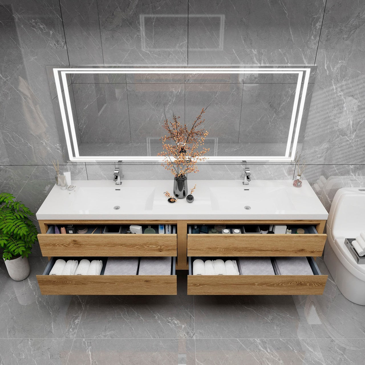 Louis 84" Modern Wall-Mounted with Double Sink