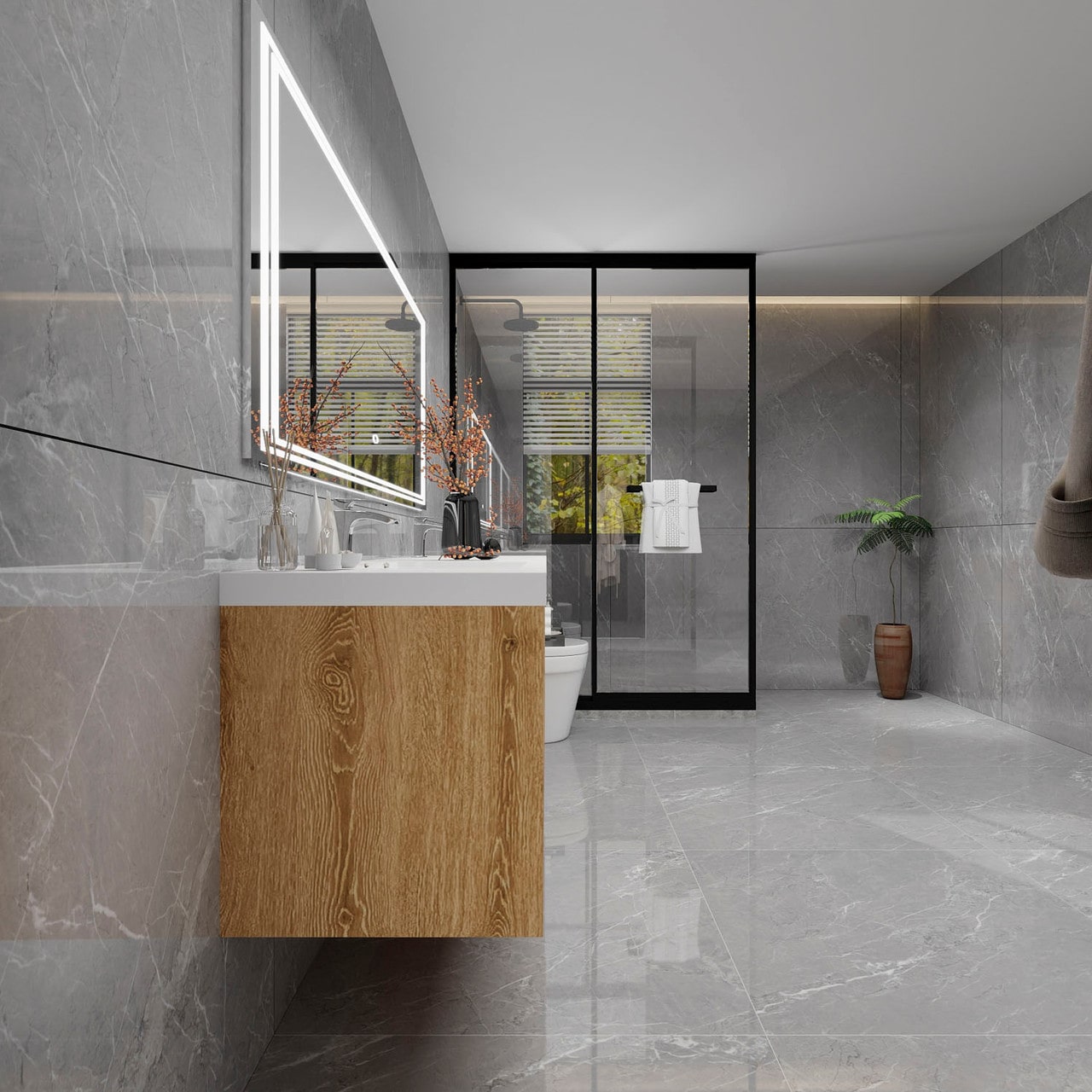 Louis 84" Modern Wall-Mounted with Double Sink