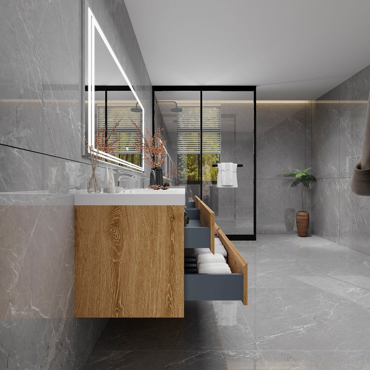 Louis 84" Modern Wall-Mounted with Double Sink
