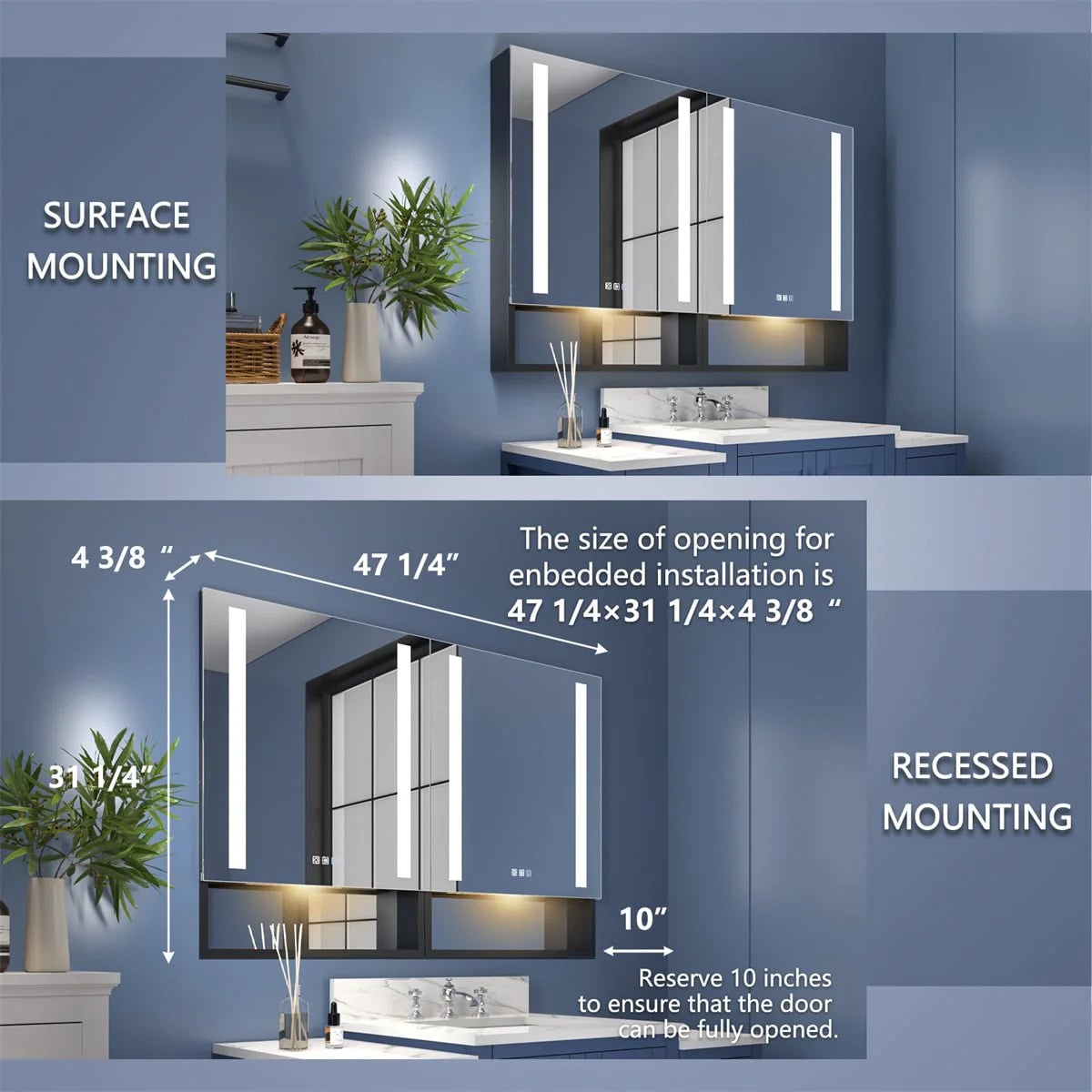 Ample 48" x 32" LED Medicine Cabinet