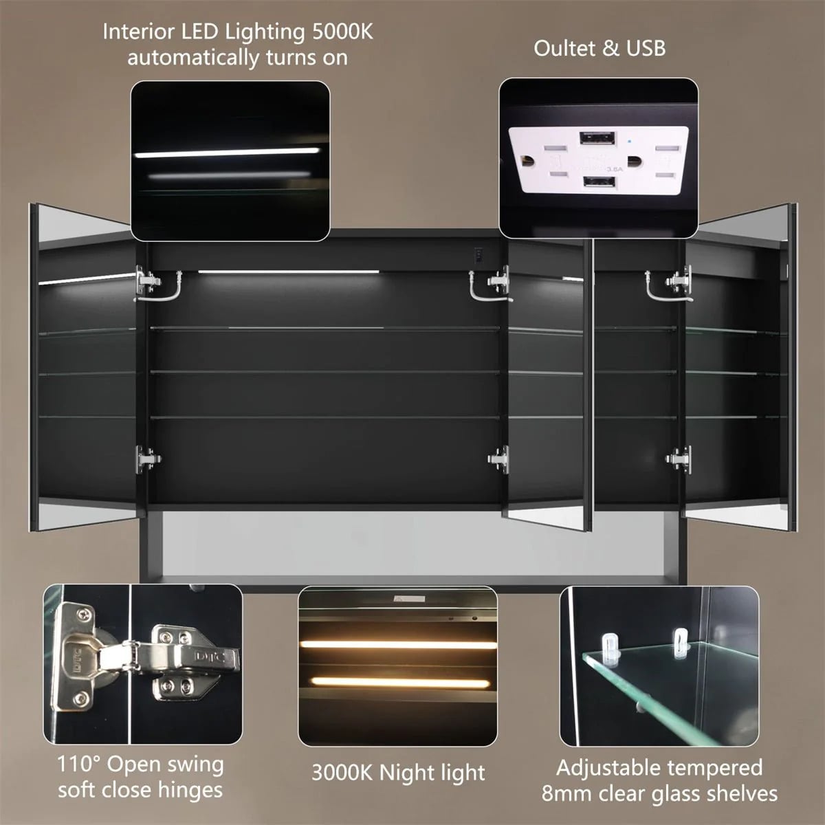Ample 48" x 32" LED Medicine Cabinet