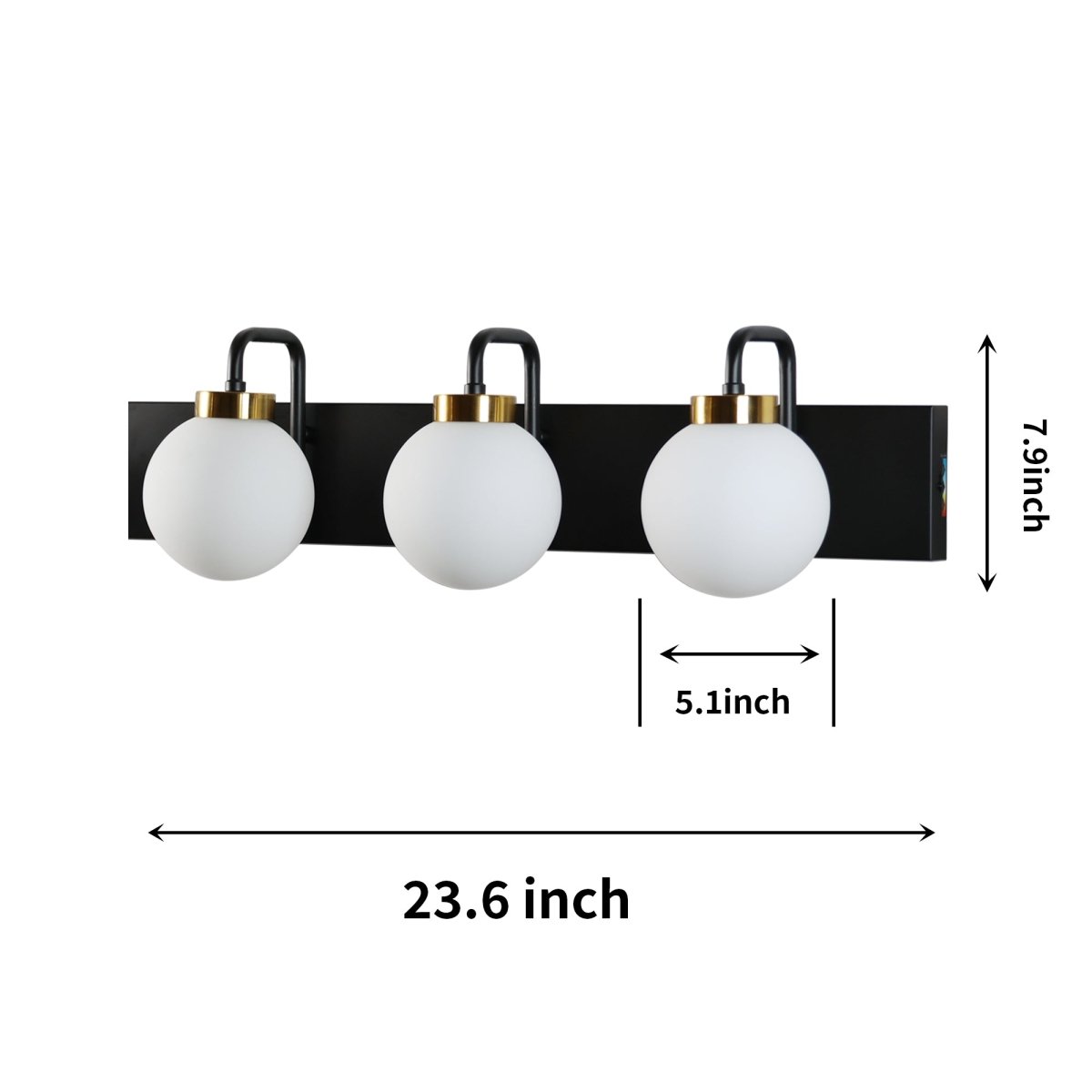Modern 24" 3-Light LED Vanity Light with Dimmable Switch & Tri-Color Temperature