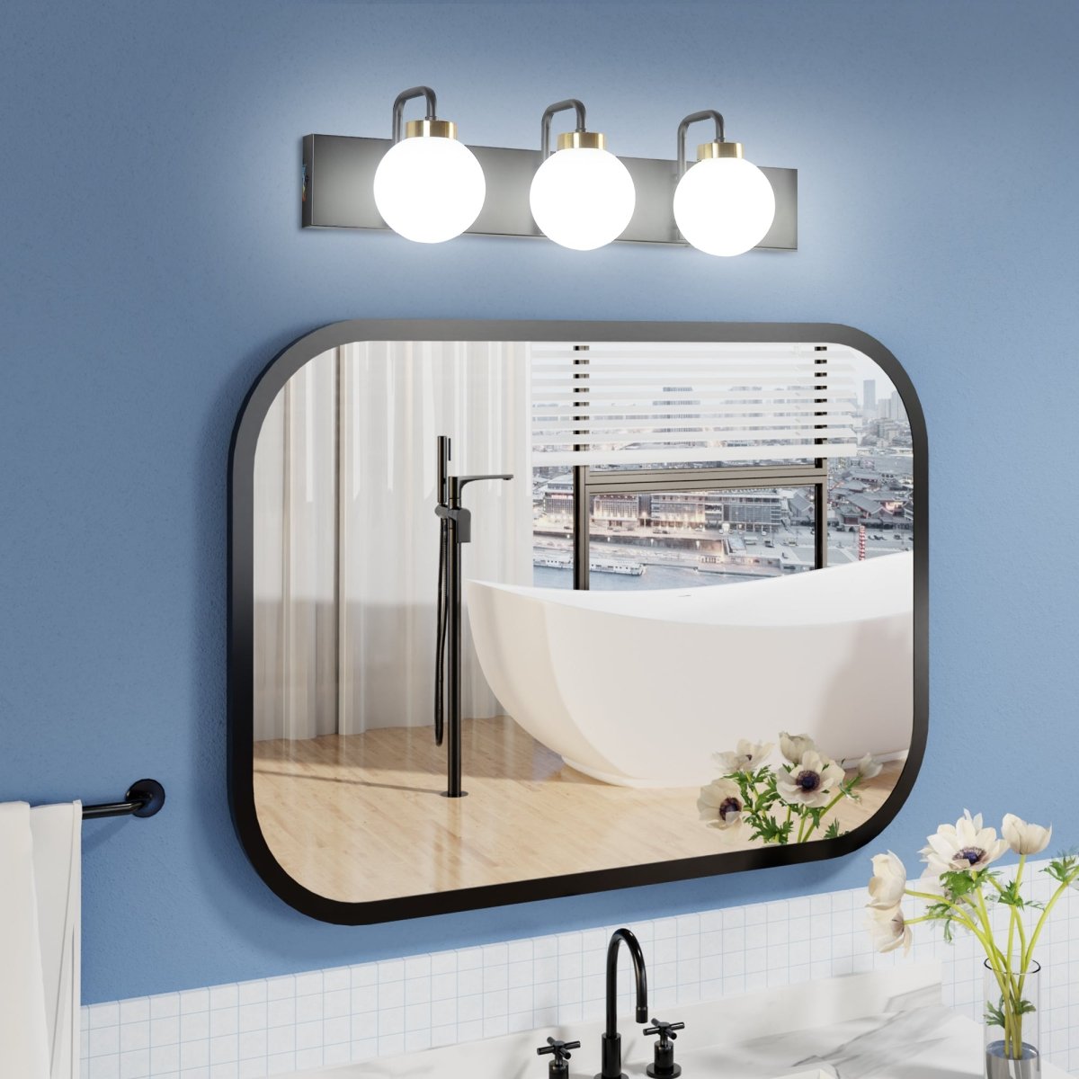 Modern 24" 3-Light LED Vanity Light with Dimmable Switch & Tri-Color Temperature