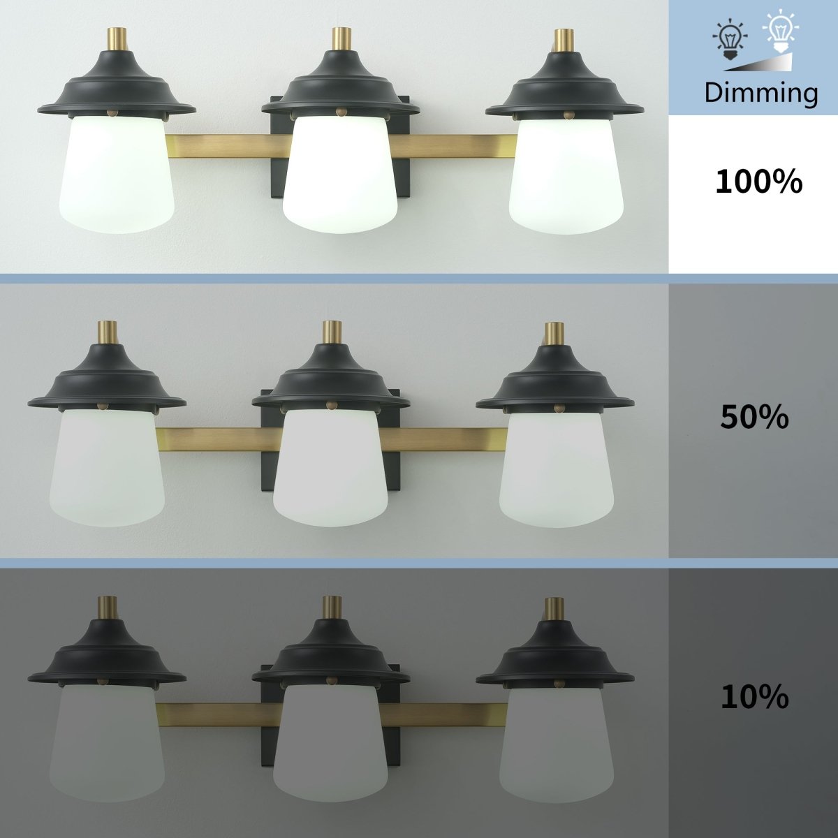 Farmhouse 24.5" LED Vanity Light Fixture with Dimmable Switch & Tri-Color Settings
