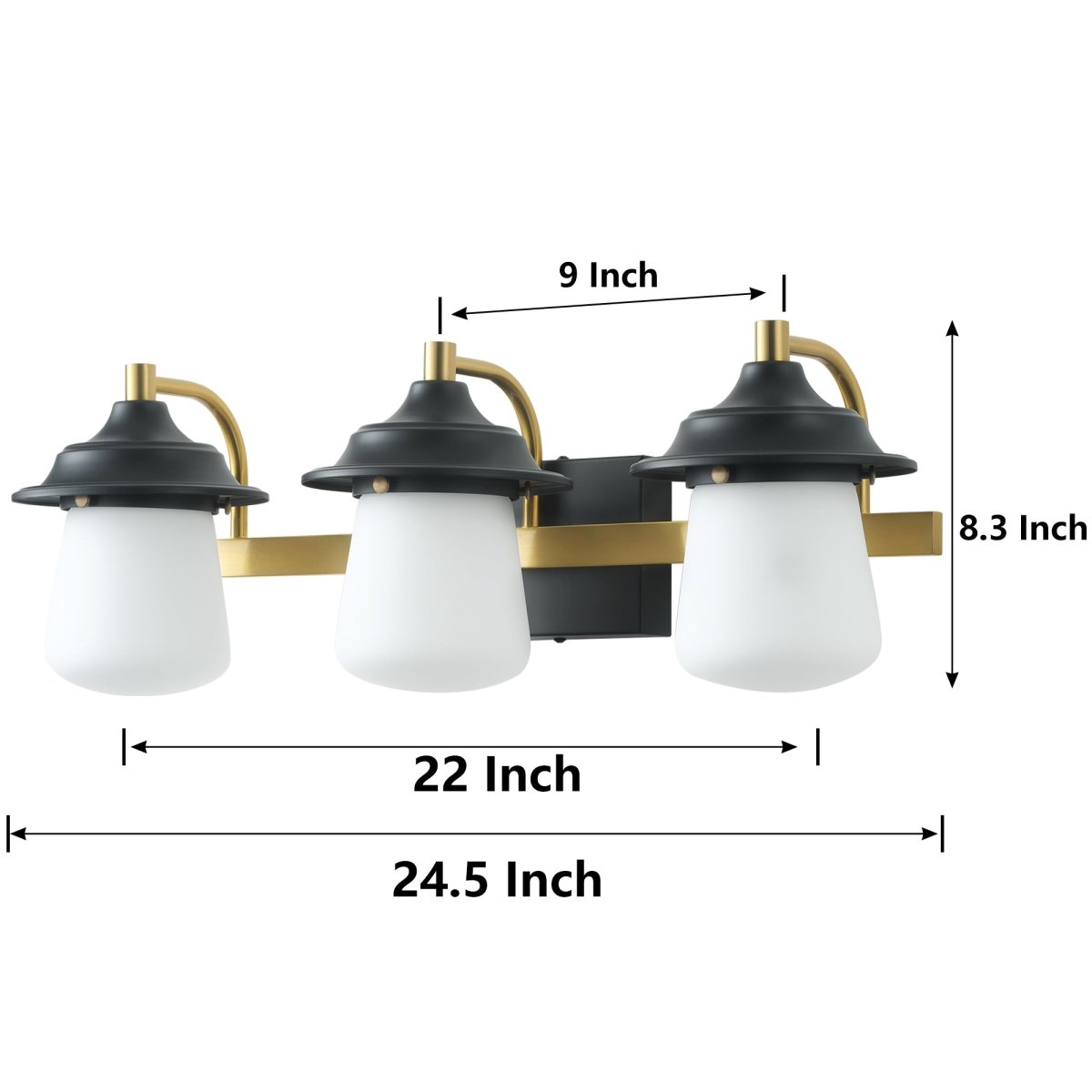 Farmhouse 24.5" LED Vanity Light Fixture with Dimmable Switch & Tri-Color Settings