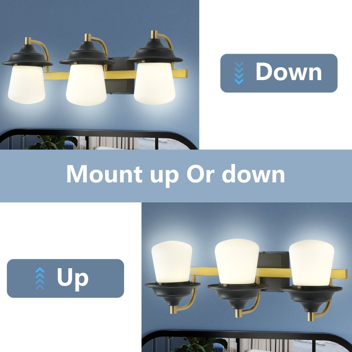 Farmhouse 24.5" LED Vanity Light Fixture with Dimmable Switch & Tri-Color Settings