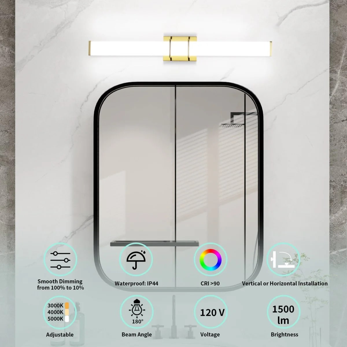 Light Bar 31.5" Sleek LED Vanity Light with Acrylic Shade, Tri-Color Temperature