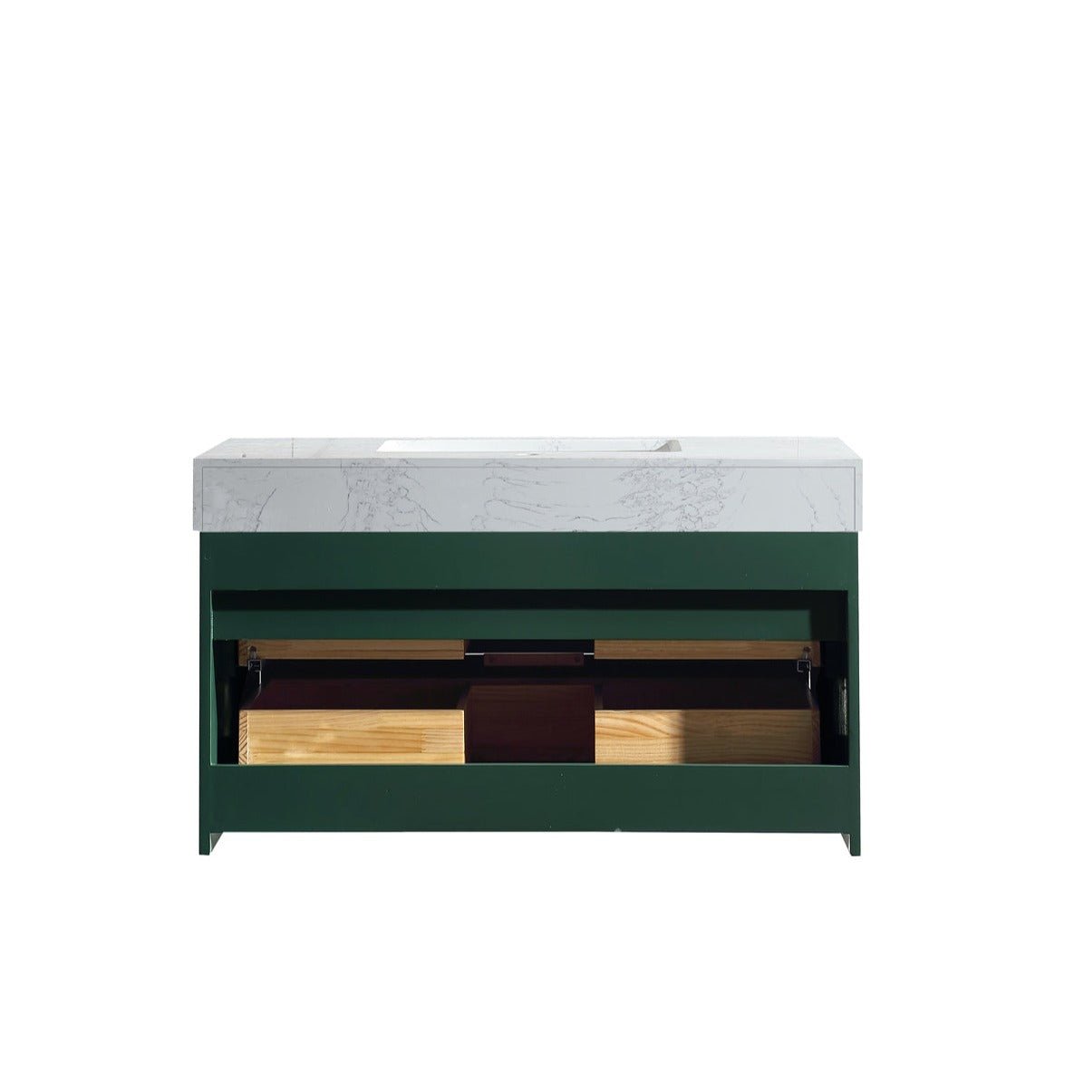 Glam 36" Green Modern Floating Bathroom Vanity Stone Slab Countertop - Luxury Bathroom Vanity