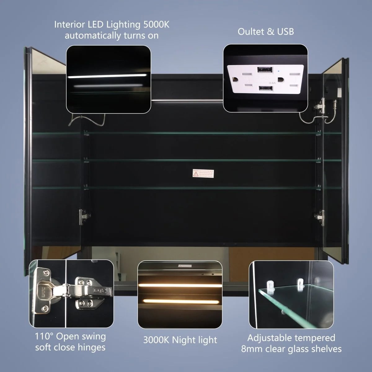 Ample 36" x 32" LED Medicine Cabinet