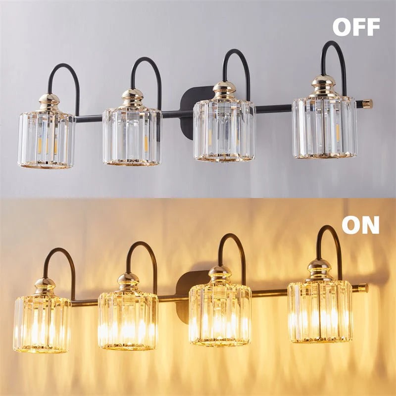 Crystal Vanity Lights 32" Gold Wall Sconces