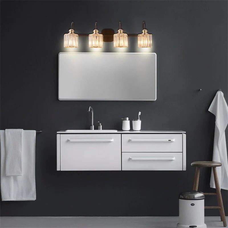 Crystal Vanity Lights 32" Gold Wall Sconces