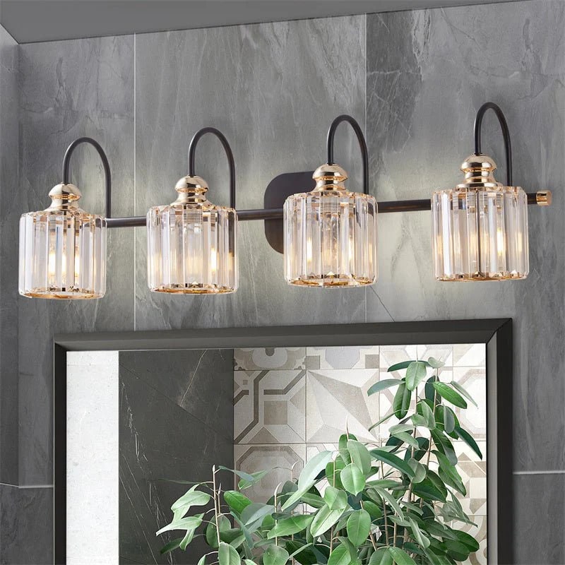 Crystal Vanity Lights 32" Gold Wall Sconces