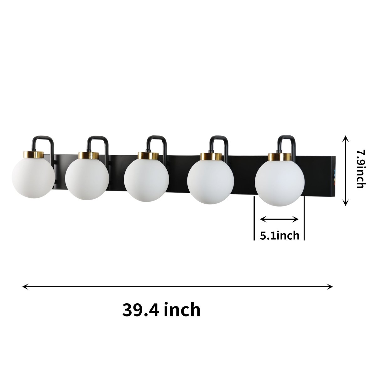 Modern 40" 5-Light LED Vanity Light with Dimmable Switch & Tri-Color Temperature