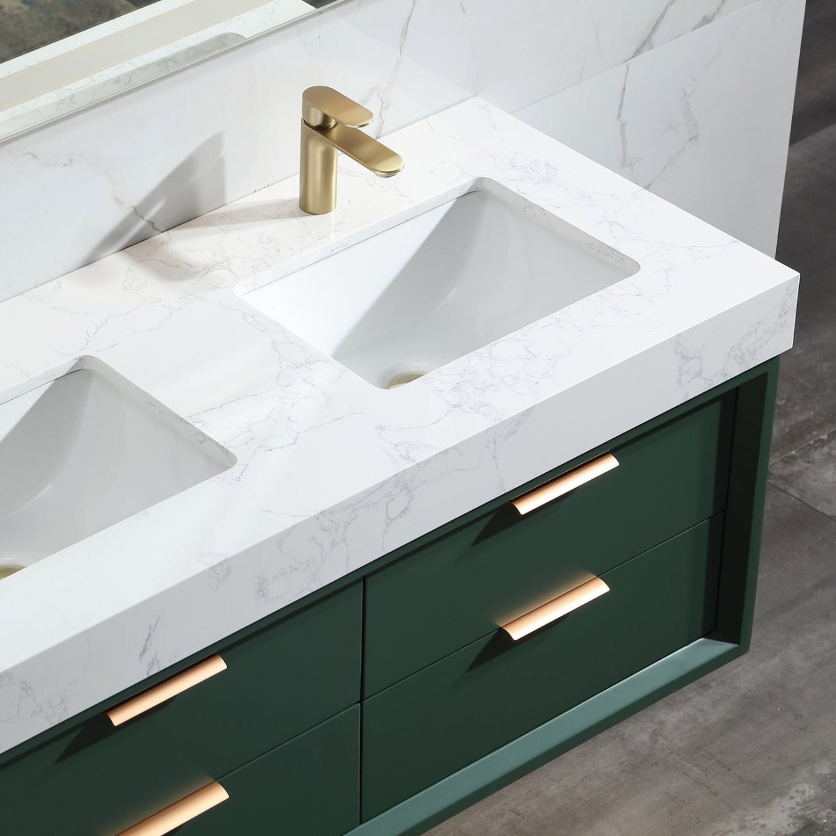 Glam 48" Modern Floating Bathroom Vanity Double Countertop - Luxury Bathroom Vanity