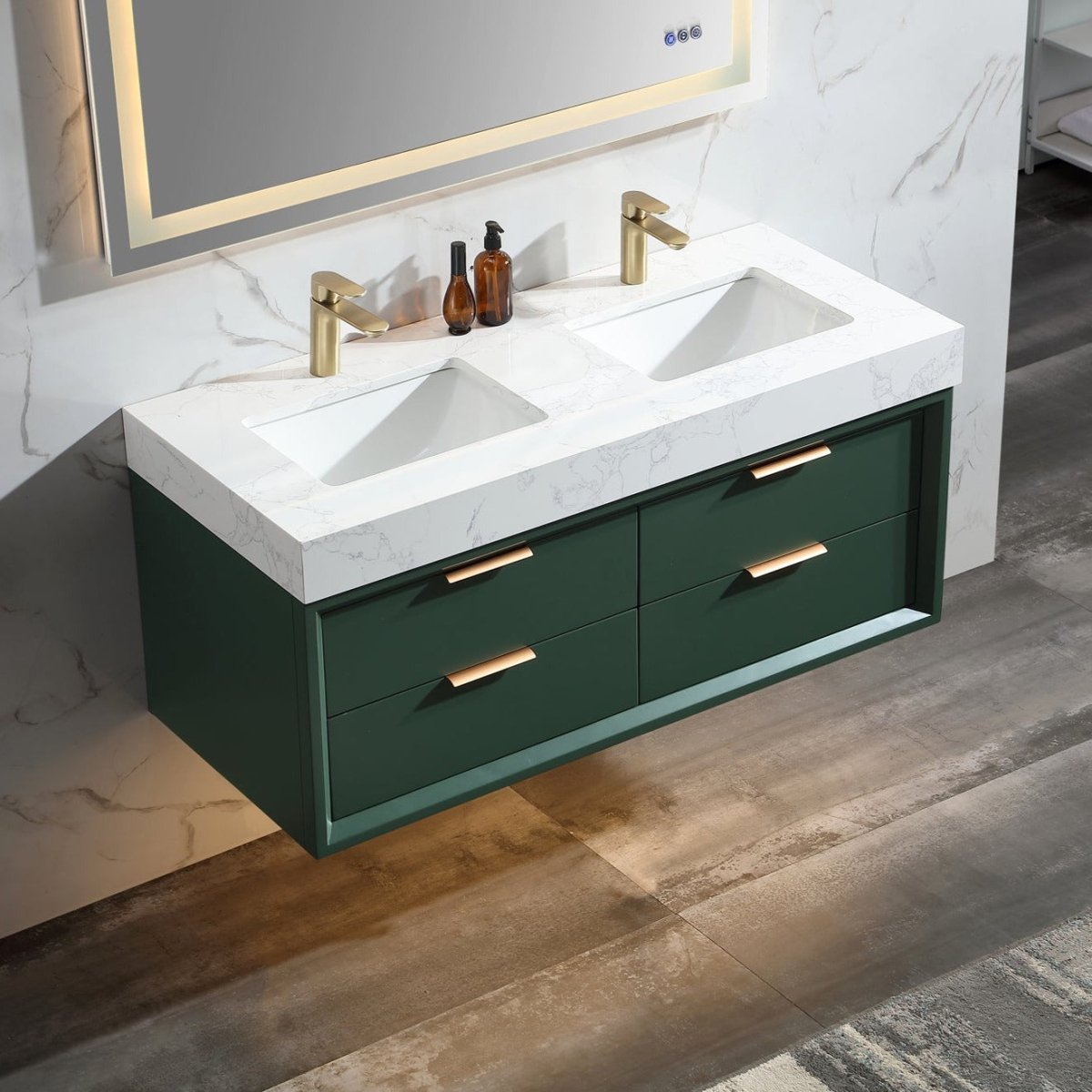 Glam 48" Modern Floating Bathroom Vanity Double Countertop - Luxury Bathroom Vanity