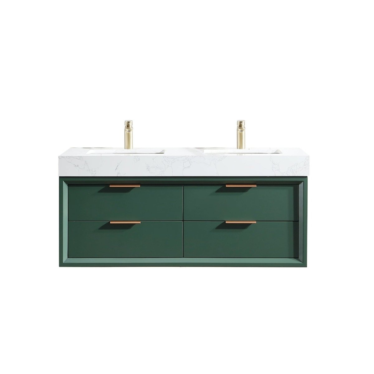 Glam 48" Modern Floating Rubberwood Bathroom Vanity Double Countertop - Luxury Bathroom Vanity