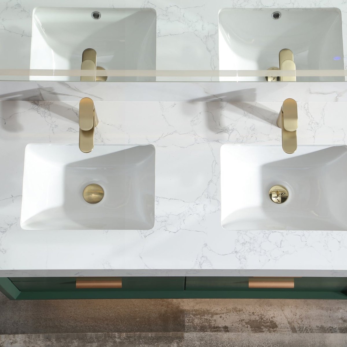 Glam 48" Modern Floating Rubberwood Bathroom Vanity Double Countertop - Luxury Bathroom Vanity