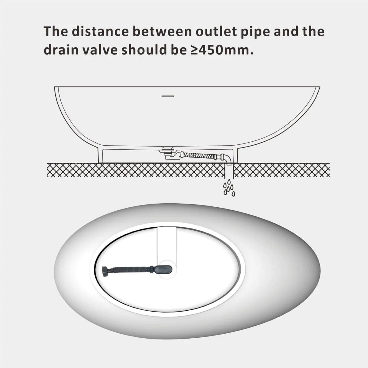 Egg Shaped 59" Bathtub - Solid Surface & Free Standing