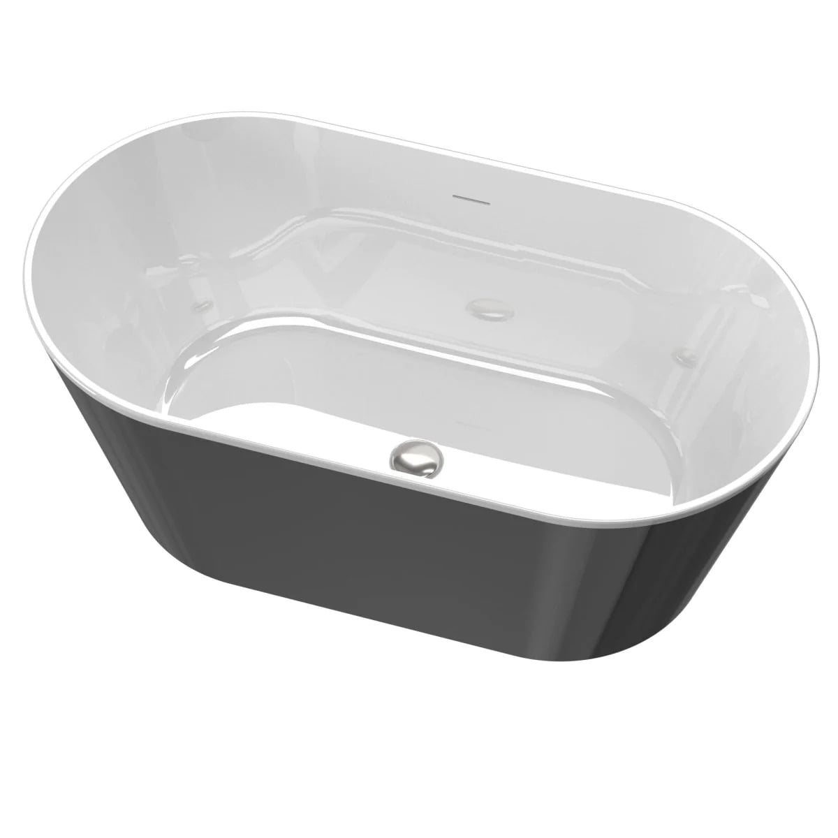 60" Black Acrylic Freestanding Anti-Slip Bathtub