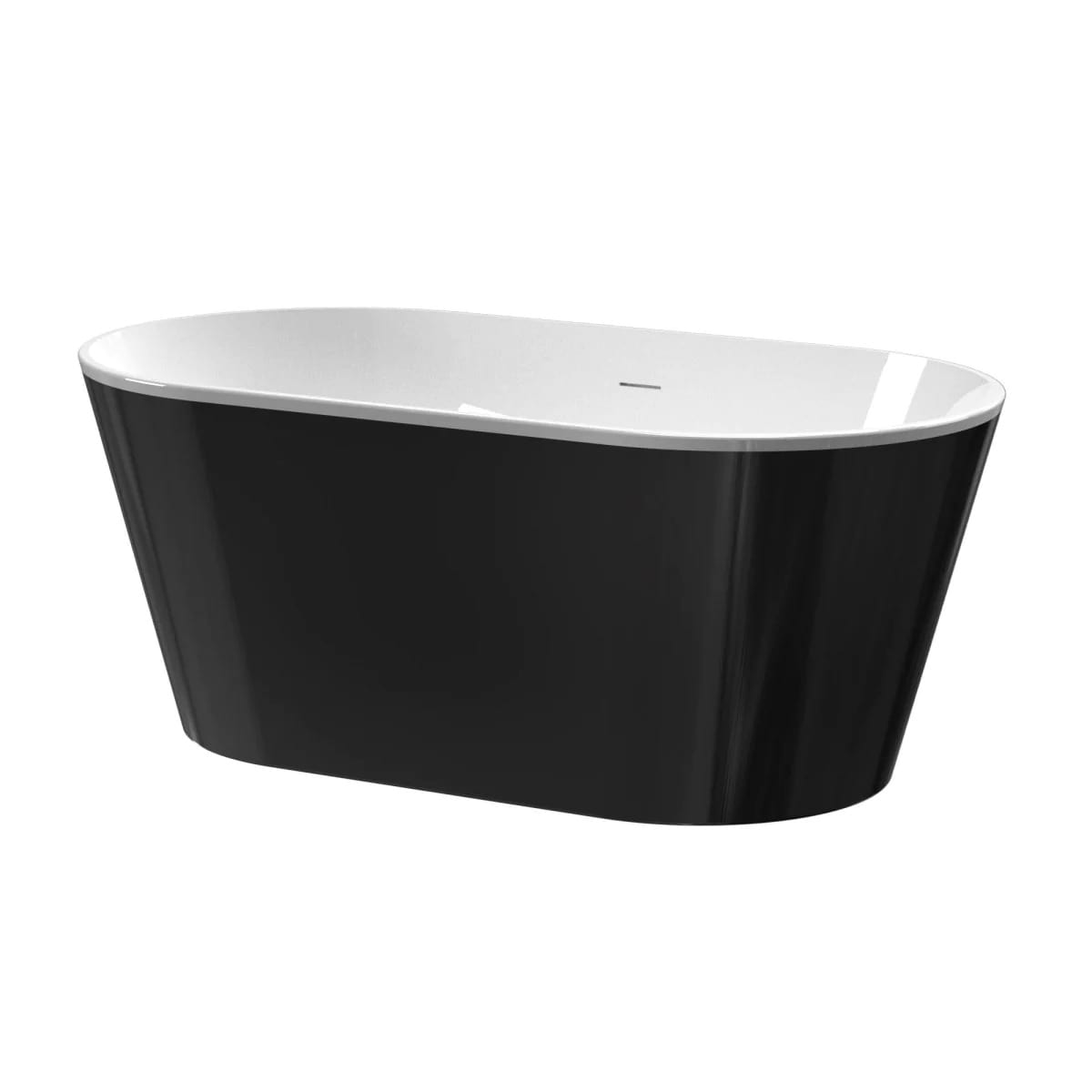 60" Black Acrylic Freestanding Anti-Slip Bathtub