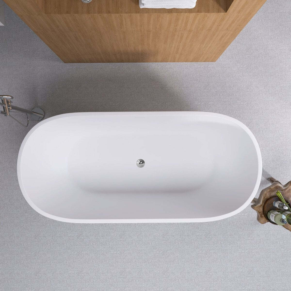 Matte White 65" Acrylic Classic Oval Freestanding Bathtub