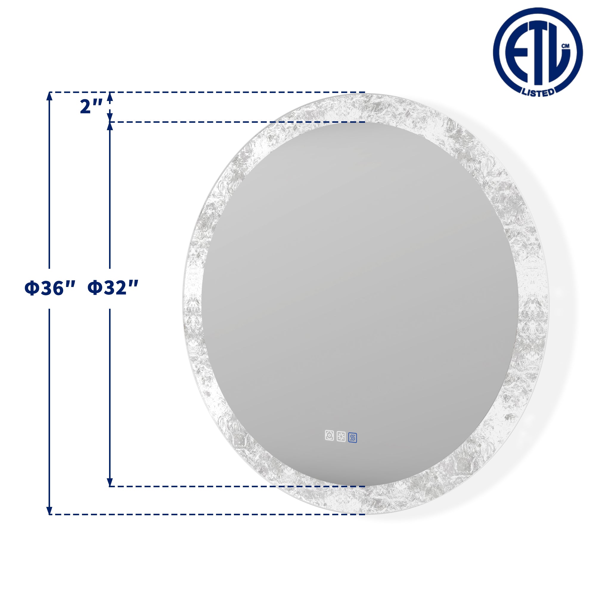 Luna 30" Round LED Mirror – Ice Textures Edge