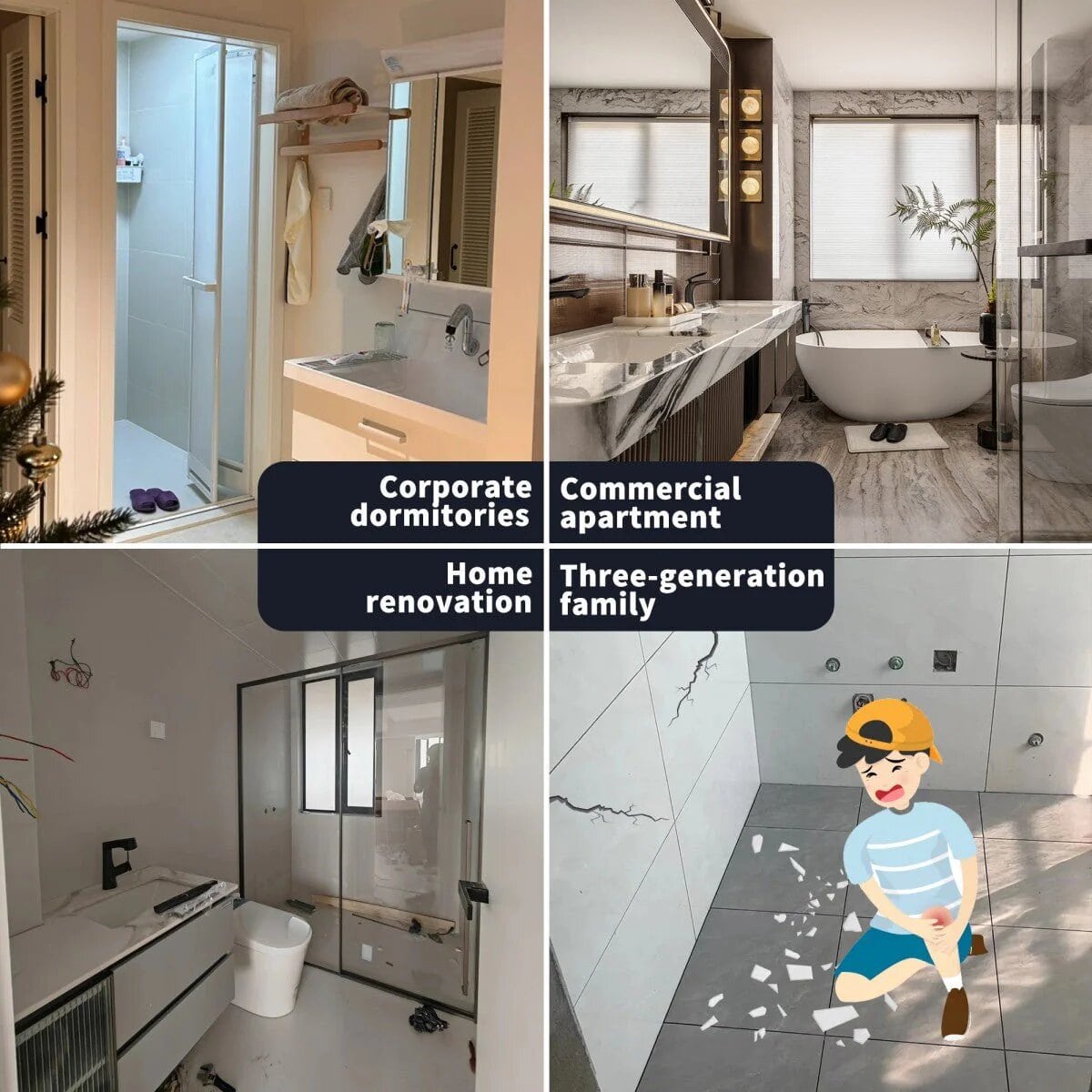 Clearstone™ Modern Mini Tile Shower Wall Panels 32D x 60W x 96H