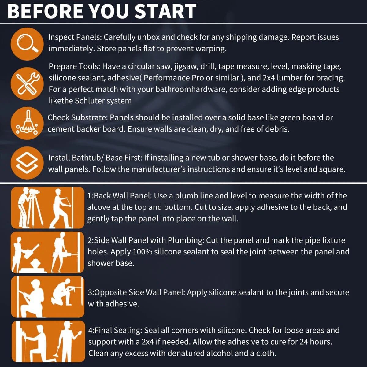 Clearstone™ Vertical Subway Tile Shower Wall Panels 32D x 60W x 96H