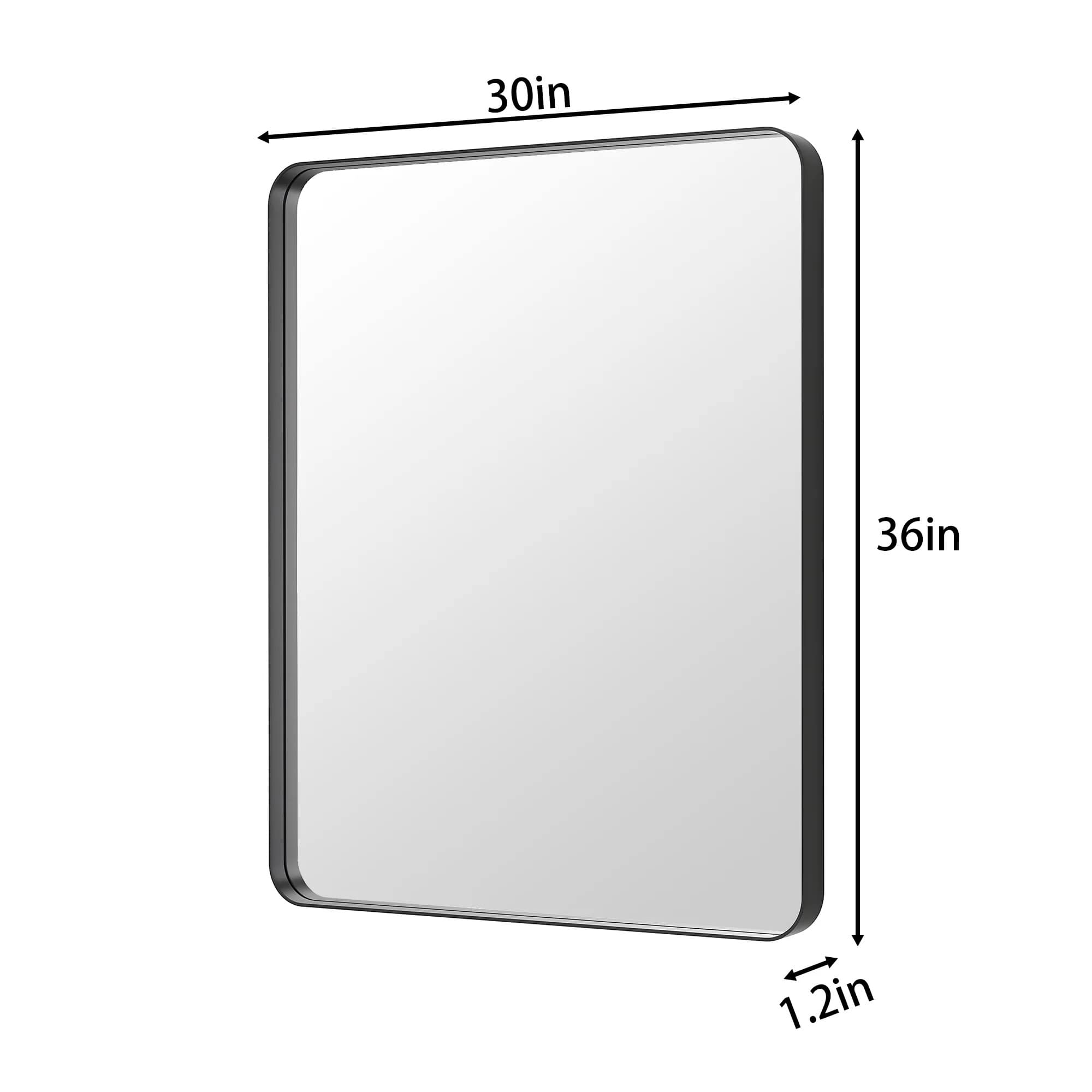 Lusso 30"x 36" Bathroom Mirror – Matte Black, Tempered Glass