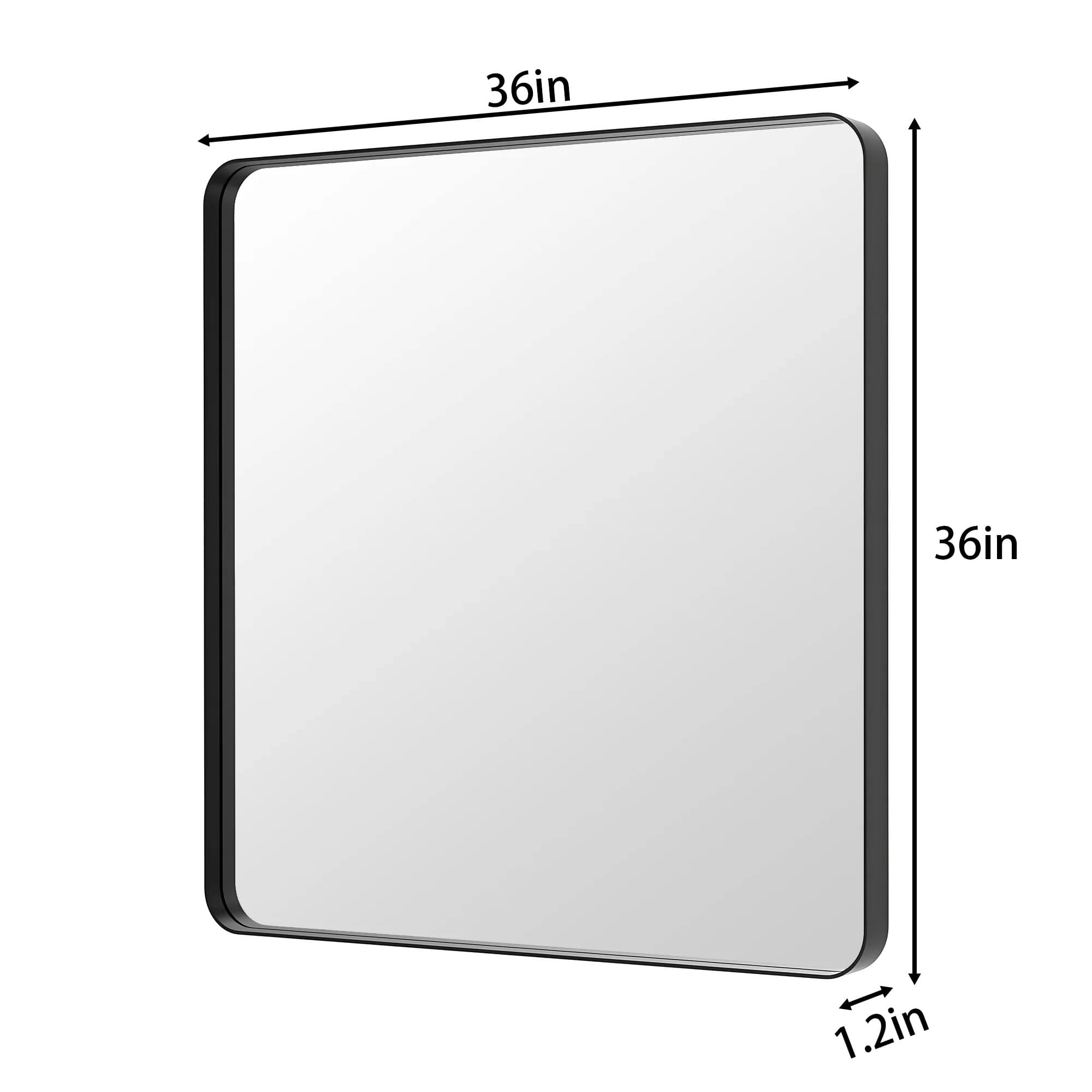 Lusso 36 x 36 Matte Black Bathroom Vanity Mirror – Tempered Glass Wall Mirror