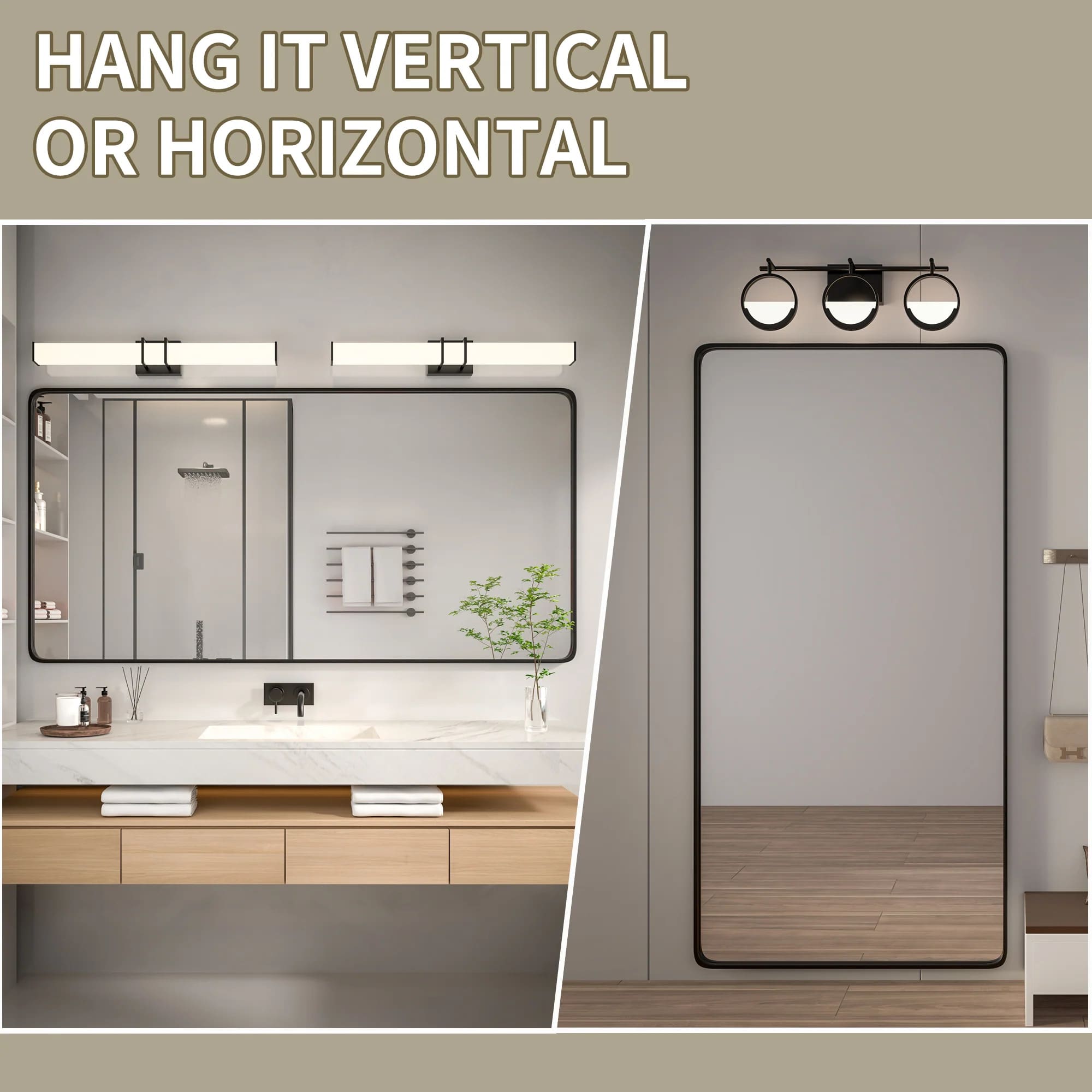 Lusso 30"x 36" Bathroom Mirror – Matte Black, Tempered Glass