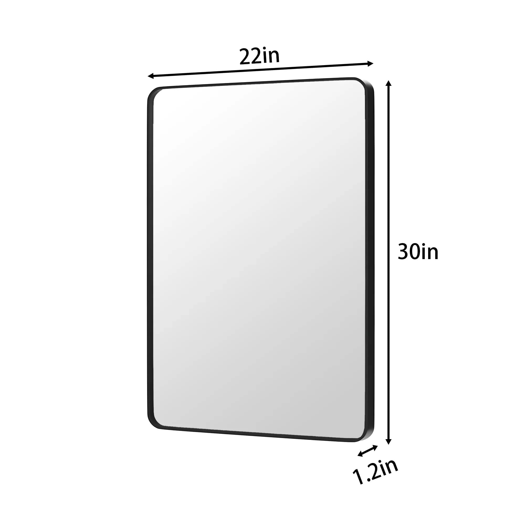 Lusso 22 x 30 Matte Black Bathroom Vanity Mirror – Tempered Glass Wall Mirror