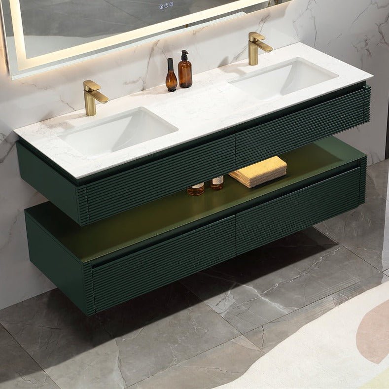 Segeo 60" Modern Solid Oak Luxury Bathroom Vanity with Marble Countertop