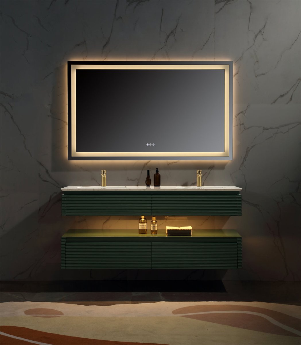 Segeo 60" Modern Solid Oak Luxury Bathroom Vanity with Marble Countertop