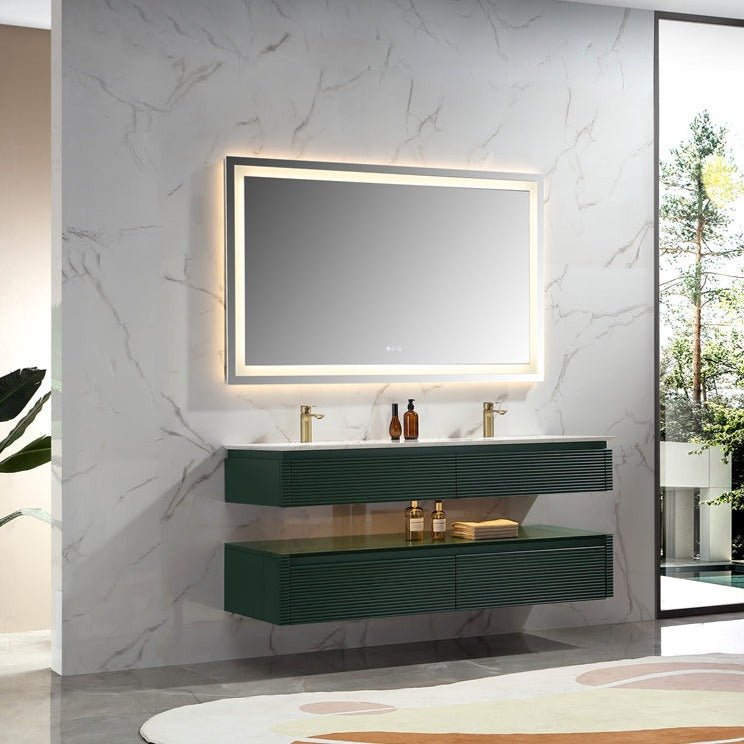 Segeo 60" Modern Solid Oak Luxury Bathroom Vanity with Marble Countertop