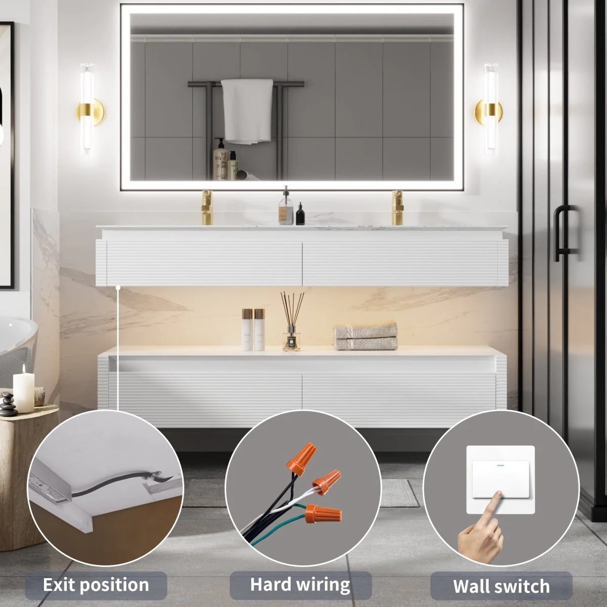 Segeo 60" Modern Solid Oak Luxury Bathroom Vanity with Marble Countertop