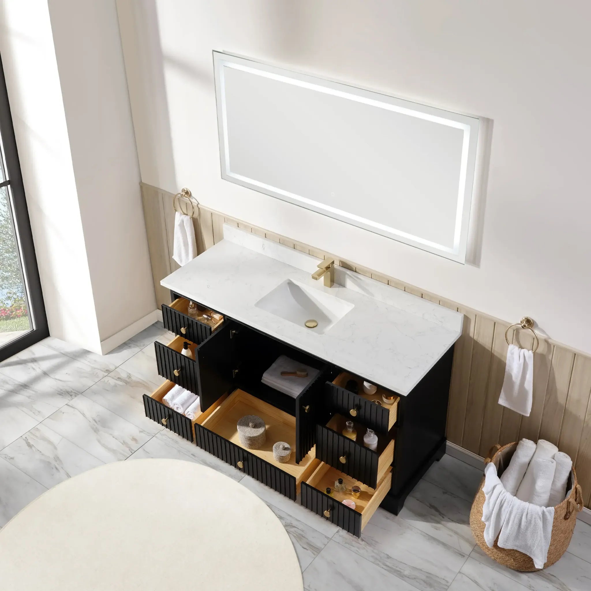 Sicily 60" Freestanding Bathroom Vanity with Sink & Countertop