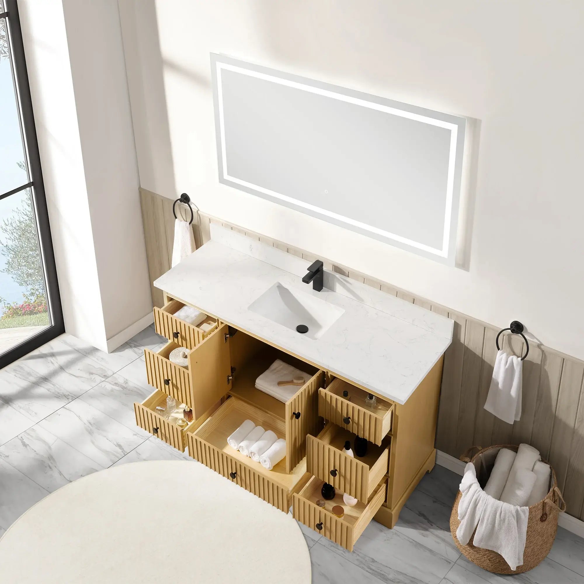 Sicily 60" Freestanding Bathroom Vanity with Sink & Countertop