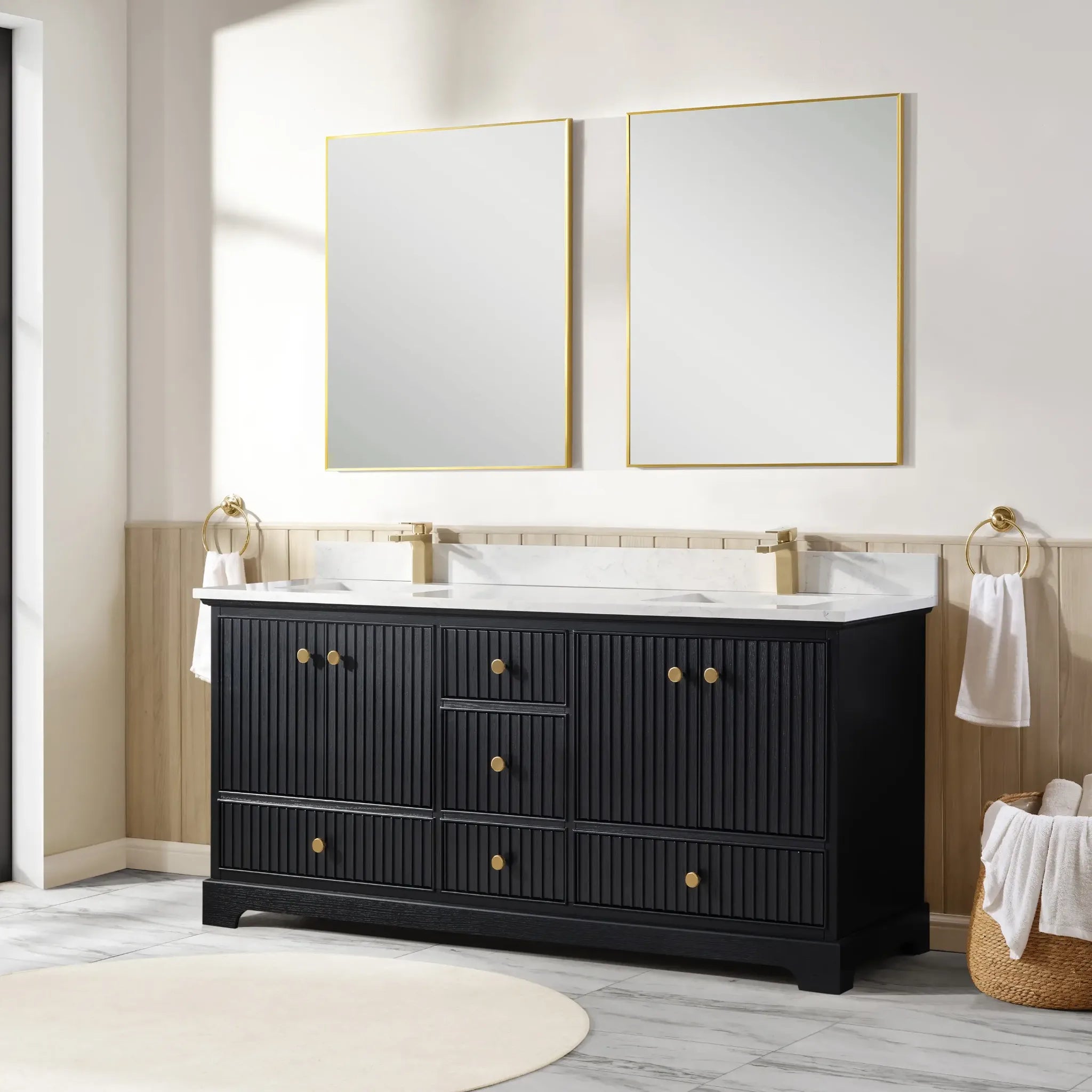 Sicily 72" Double Sink Bathroom Vanity with Countertop