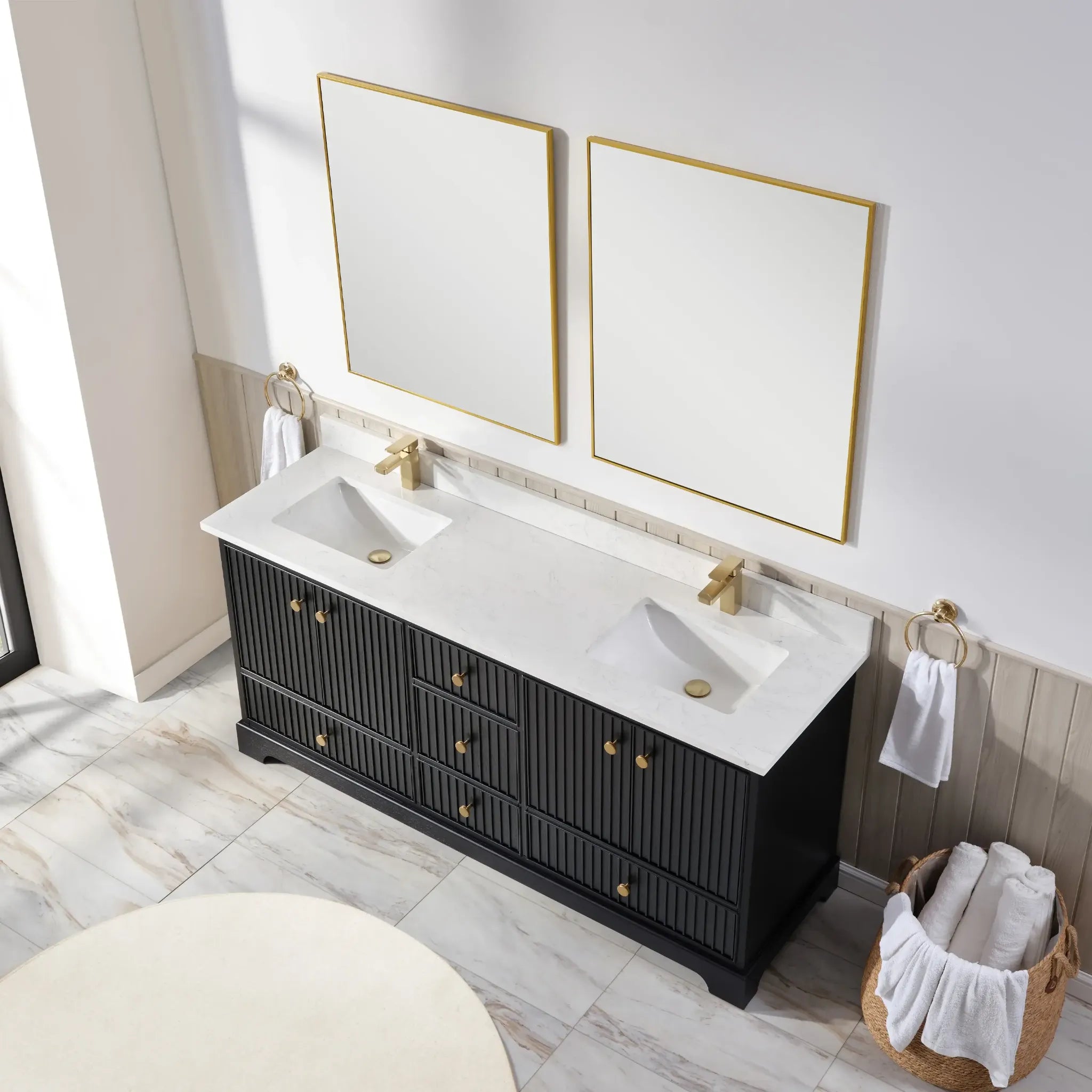 Sicily 72" Double Sink Bathroom Vanity with Countertop