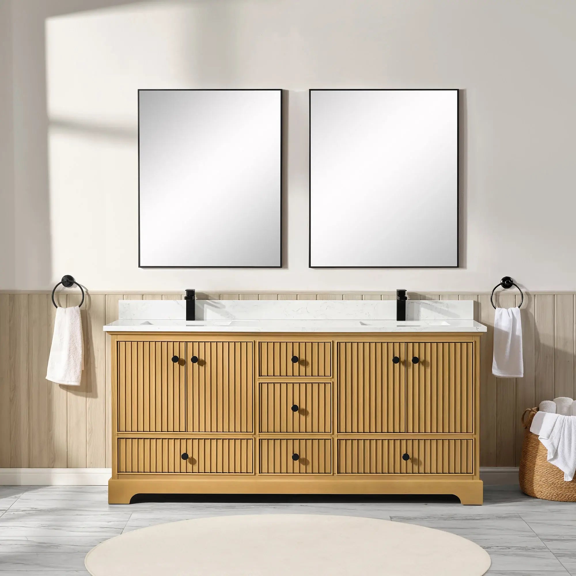 Sicily 72" Double Sink Bathroom Vanity with Countertop